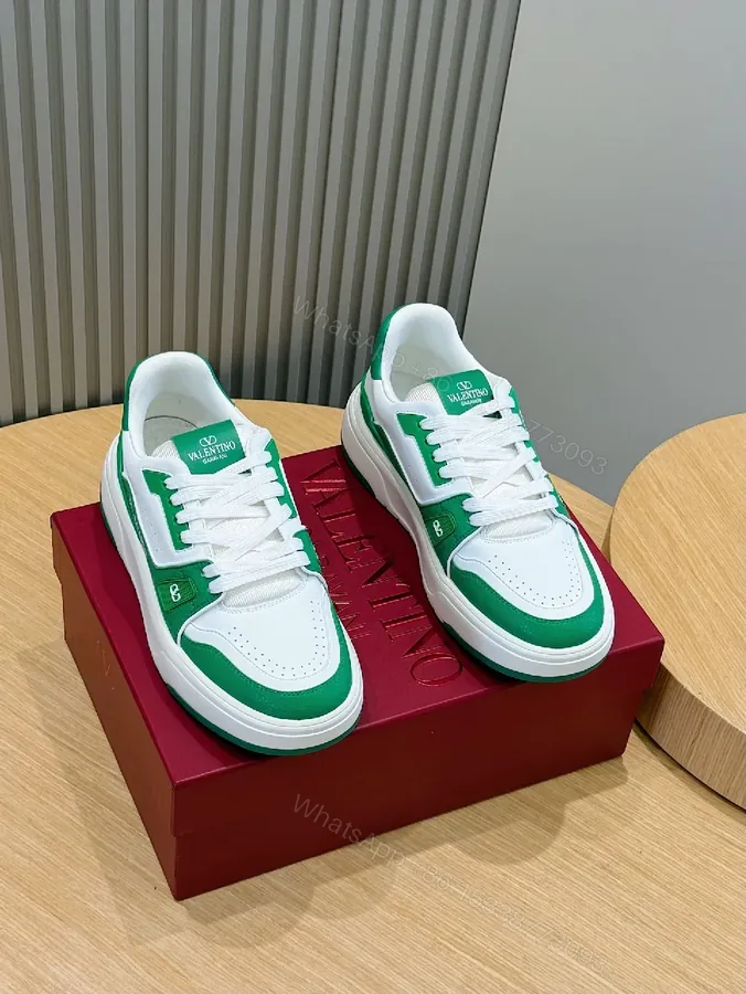 View 1 of Green & White Leather Sneakers | Luxury Casual Comfort