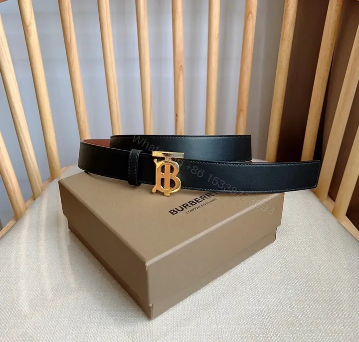 View 1 of Structured Black Leather Belt with Gold BB Hardware (Unisex)