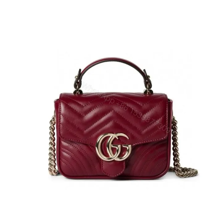View 1 of Gucci GG Marmont Mini Top Handle Bag Red 17Cm 811238 AAECK 6207