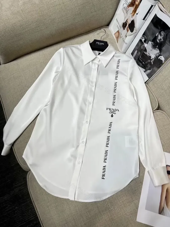 View 1 of PRADA White Slim Prints Long Sleeve Shirt