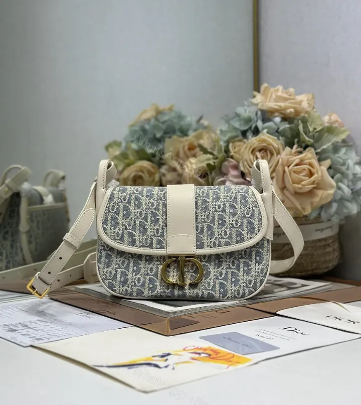 View 1 of Textured Denim-Trim Micro Bag with Gold-Hardware
