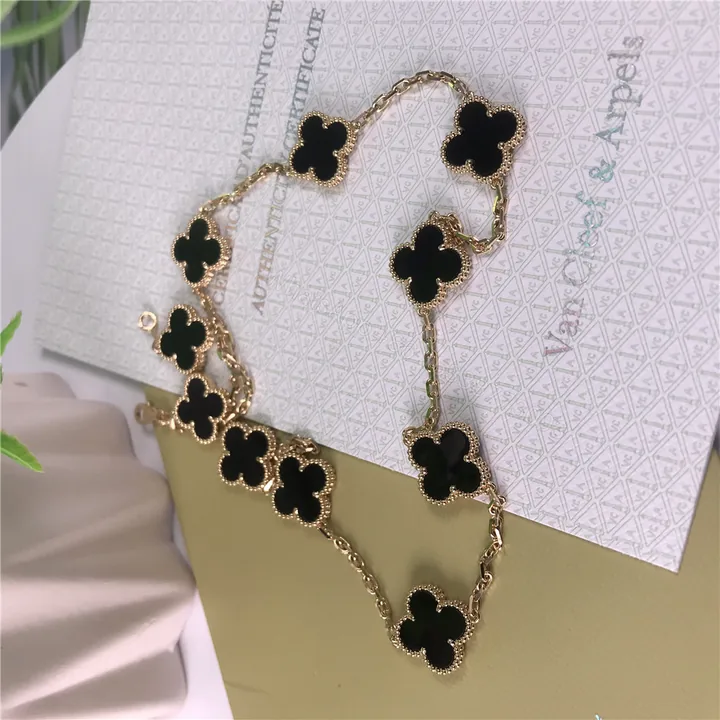 View 1 of VCA Alhambra 10 motifs Necklace Onyx 18K Yellow Gold