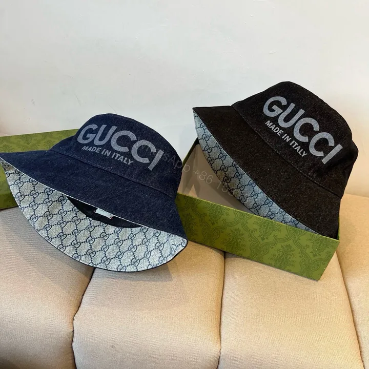 View 1 of Gucci精品仿製牛仔寬檐漁夫帽 男女款雙GG圖騰義大利風格