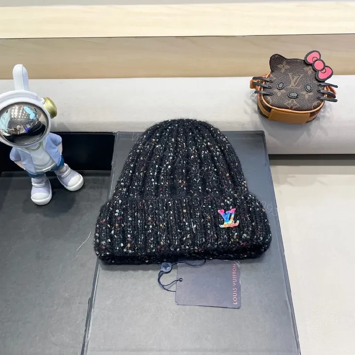 View 1 of Multicolor Bouclé Beanie with Subtle LV Accent