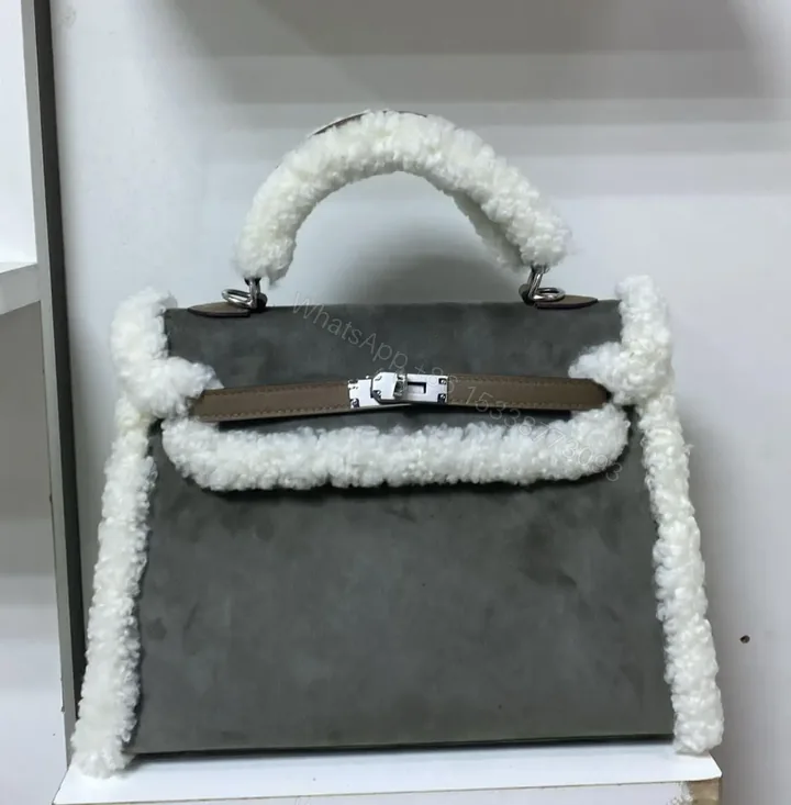 View 1 of Design Kelly 35 Retourne Teddy Shearling Ebene Barenia Palladium Hardware – Dubai Fashion LUX