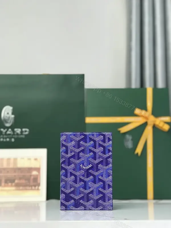 View 1 of Blue Card Geometric Pattern Vertical with GOYARD Branding