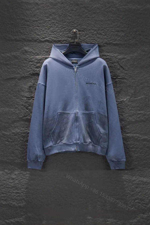 View 1 of Balenciaga 高仿男士霧藍連帽外套 低飽和設計感街頭單品