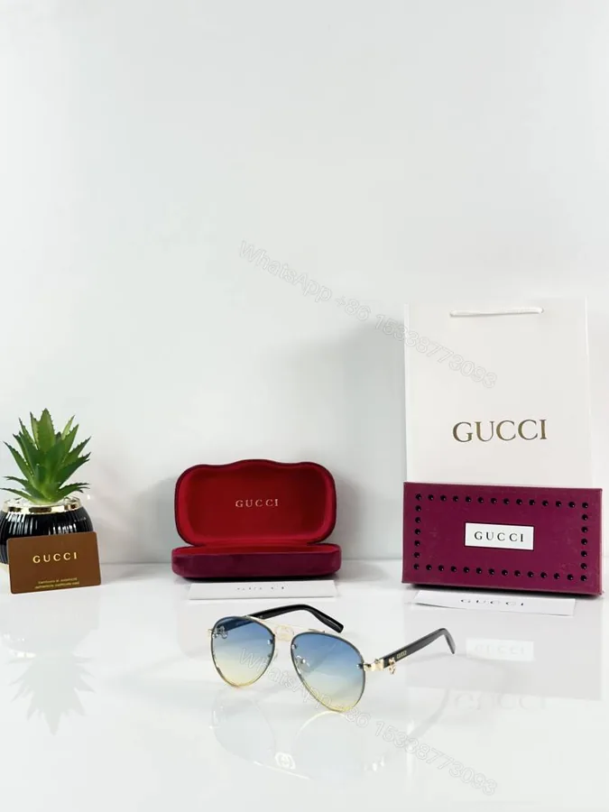 View 1 of First Copy Gucci 5118 Gold Green DC Sunglasses