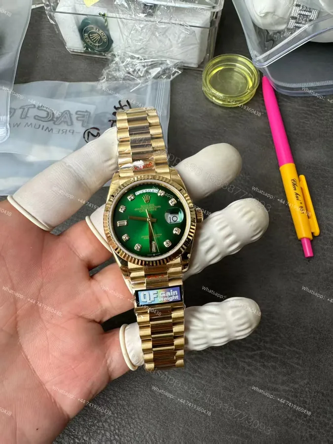 View 1 of Rolex Day-Date M128238-0069 1:1 Replica Diamond Green Gradient Dial 36MM 3255 Movement Presidential Bracelet Super Clone Watch