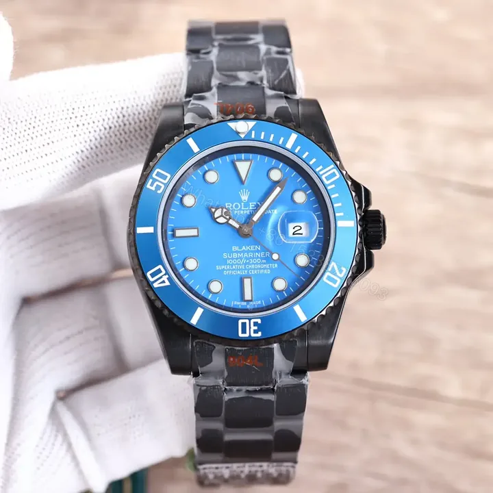 View 1 of Best Rolex Blaken Blue Submariner replica 40MM Black Oyster Bracelet Edition RG-BLAKEN-BLUE-SUBMARINER-BLACK-OYSTER-40
