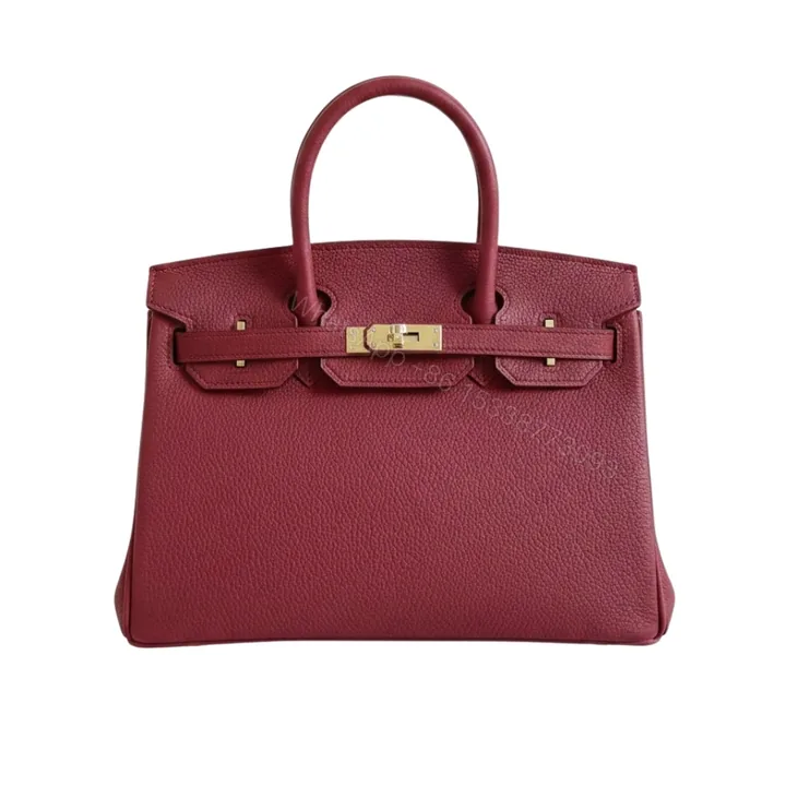 View 1 of Hermes Birkin 35 Togo Leather Gold Hardware Dark Red 35Cm