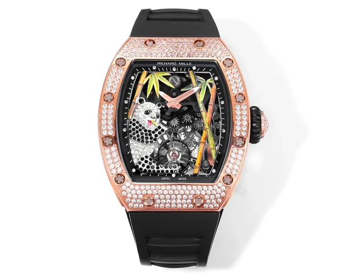 View 1 of Richard Mille RM26-01 Panda Tourbillon Watch Diamond Set National Treasure Panda Bamboo Art Dial Mechanical Luxury Edition RM26-01-PND-BAM