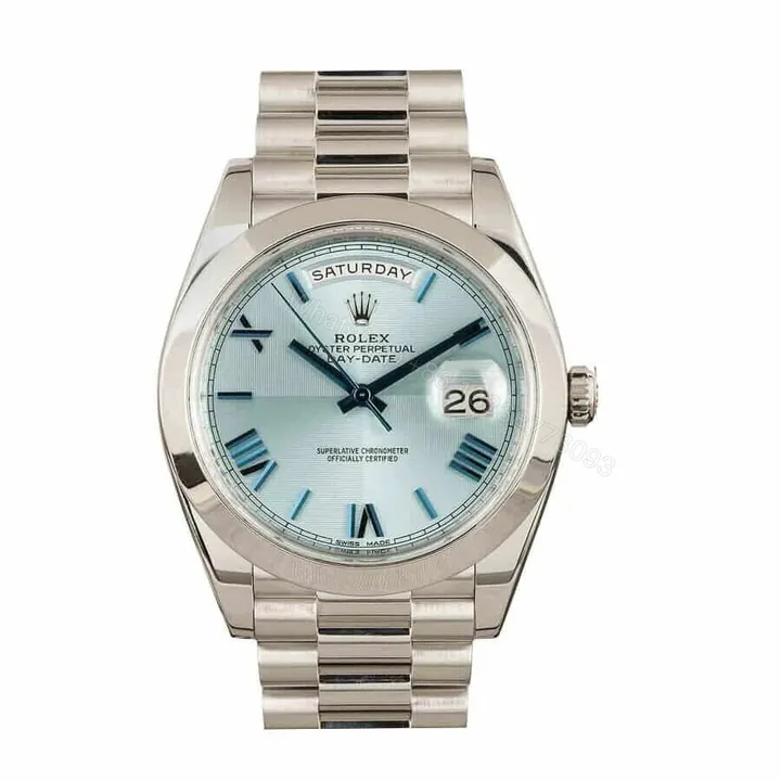 View 1 of Rolex Oyster Day-Date 40 228206 Super Clone : 40mm Platinum Ice Blue Roman Dial