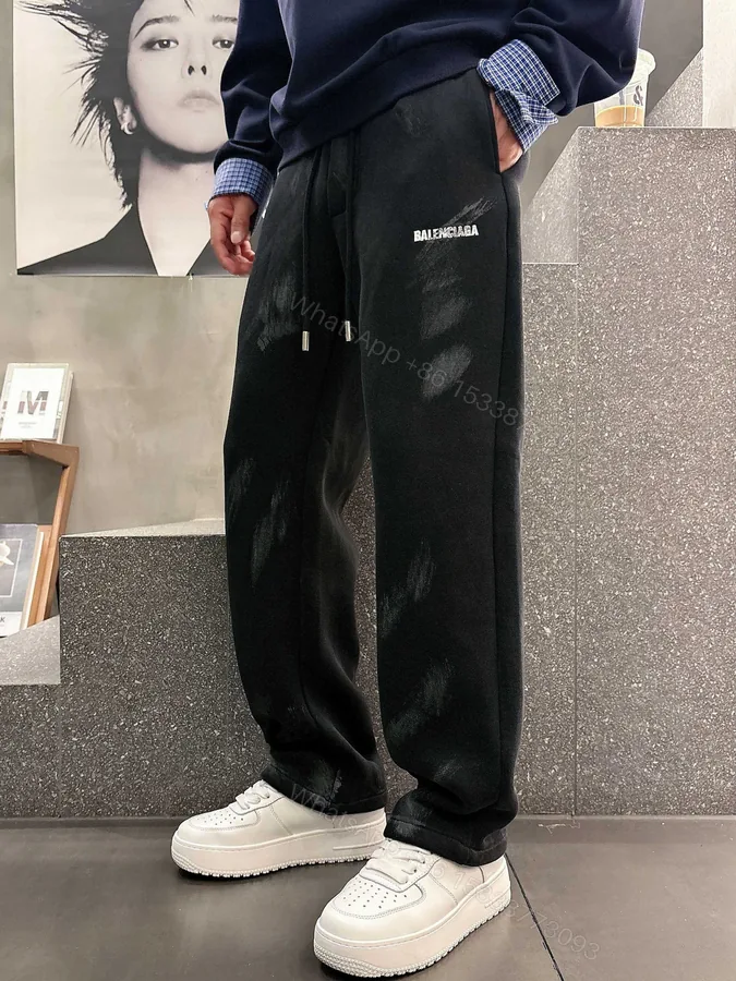 View 1 of Balenciaga 原單運動長褲男款 刷舊黑色Logo款 潮流街頭風格