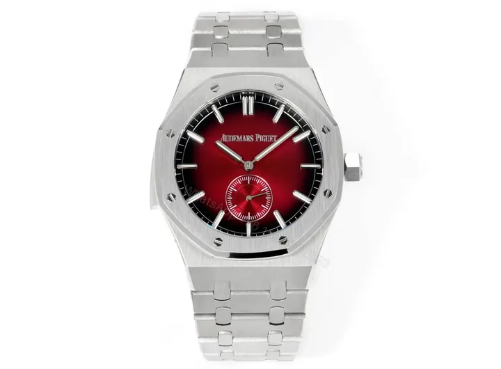 View 1 of JH Factory Audemars Piguet Royal Oak Men’s Watch – Red Dial, Stainless Steel Case and Bracelet, 42mm