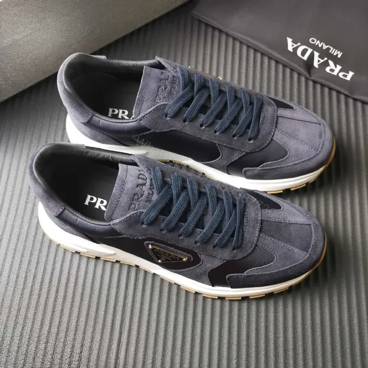 View 1 of Navy Suede Leather High-Top Sneaker with Premium Comfort