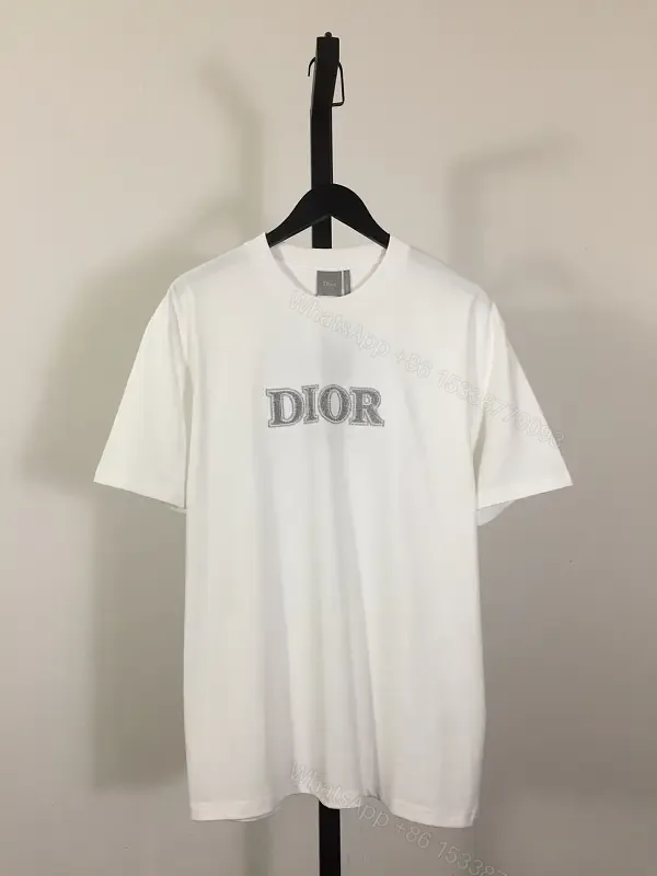 View 1 of White Cotton T-Shirt Silver-Embellished Logo T-Shirt