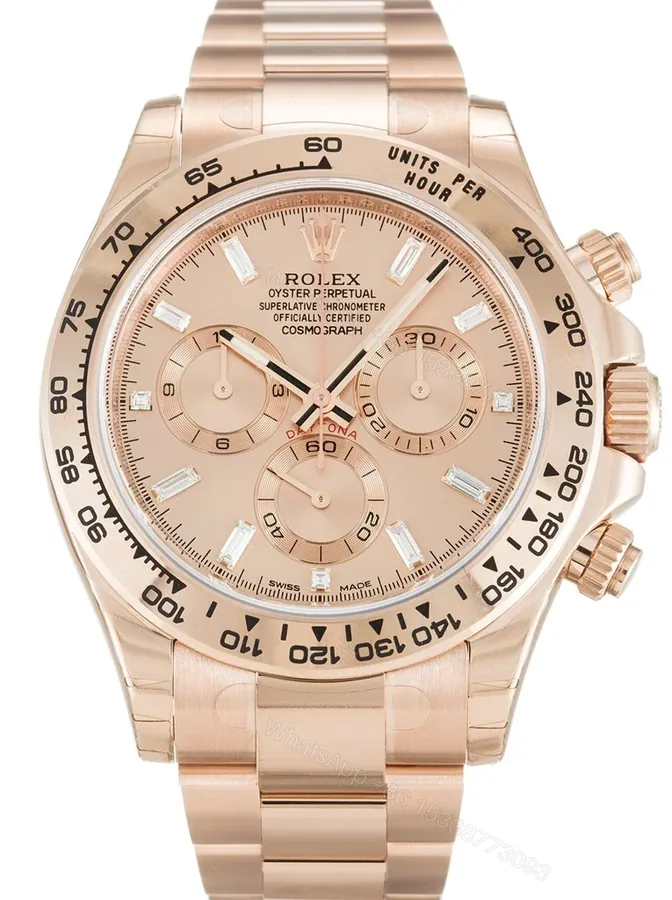 View 1 of Replica Rolex Daytona Rose Diamond Baguette Dial 116505