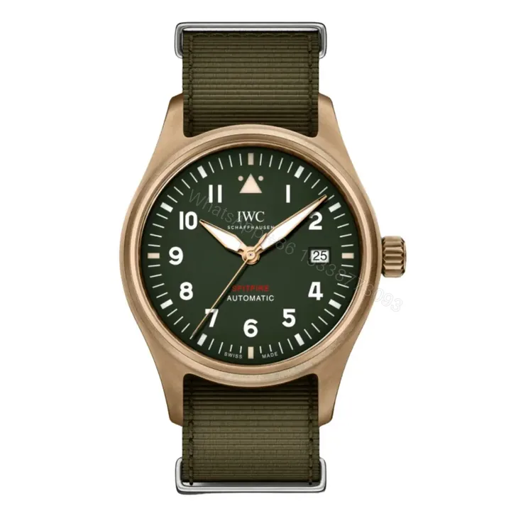 View 1 of IWC Pilot Spitfire Bronze Replica Watch with Green Dial