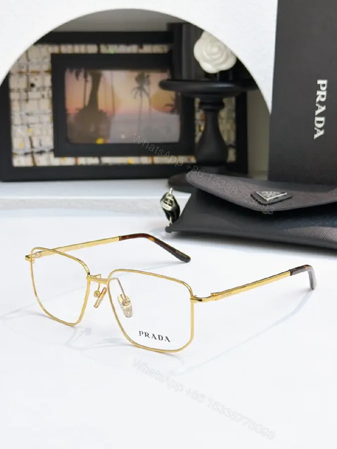 View 1 of Gold-Tone Rectangular Glasses: Luxury-Feel Precision Eyewear