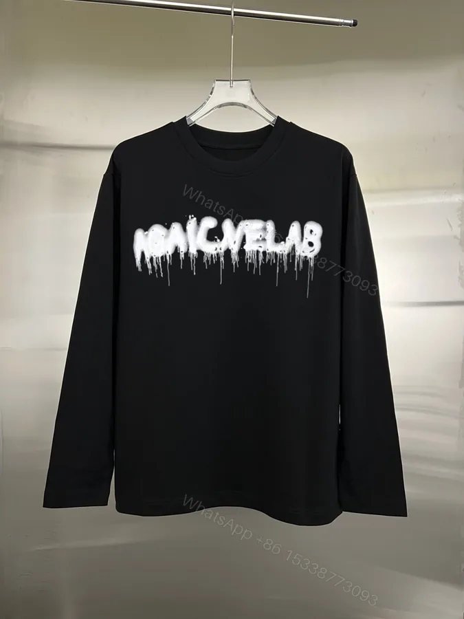 View 1 of Balenciaga高仿黑色長袖T 男款流漆字體設計 潮流藝術感十足
