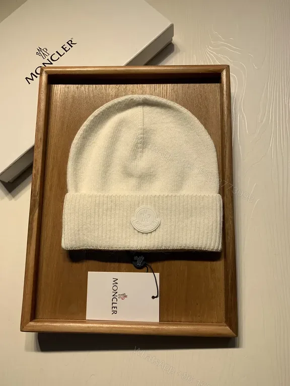 View 1 of Moncler White Cashmere-Blend Knit Beanie, Luxury Style