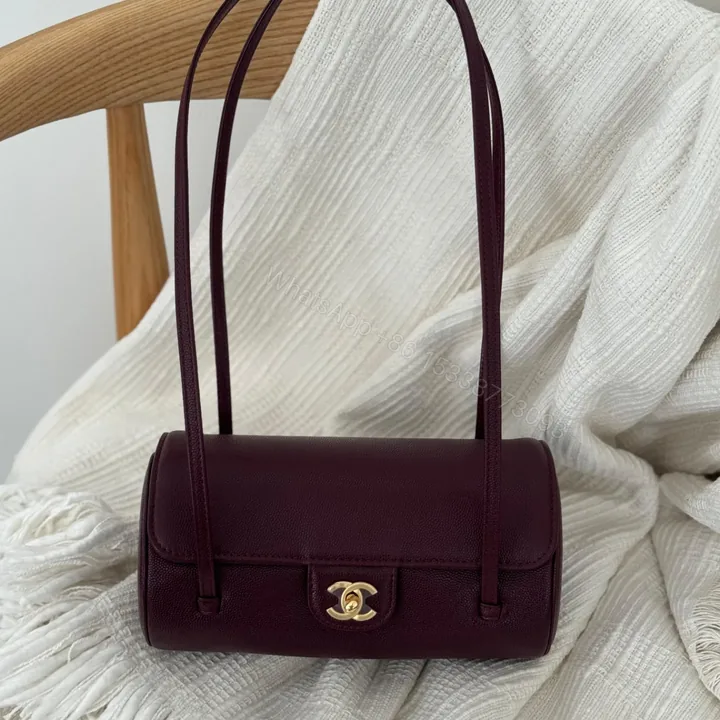 View 1 of Chanel Preppy Coco Small Bowling Bag in Burgundy