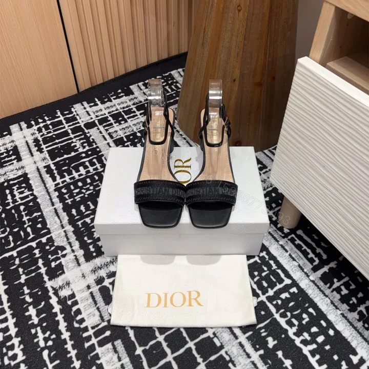 View 1 of 高仿Dior*Dway系列KDQ896一字高跟刺繡涼鞋黑色免檢版