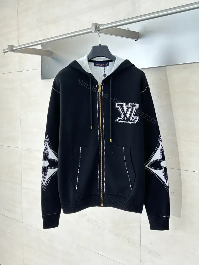 View 1 of Oversized Zip Hoodie: Black Fleece, Gold Zipper, Luxe Monogram
