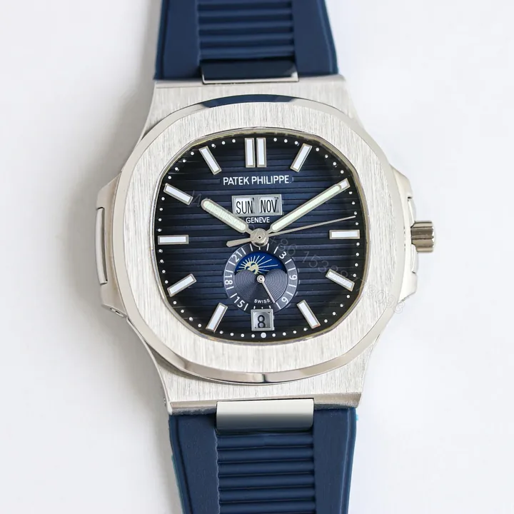 View 1 of Patek Philippe Nautilus Replica 41MM Premium Blue Dial Rubber Strap Edition PP-NT-BLU-RBR-41