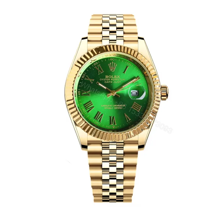 View 1 of Rolex Datejust Roman Numeral Dial Gold In Green 41Mm