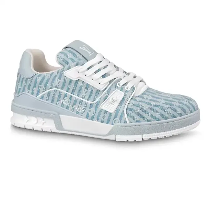 View 1 of LOUIS VUITTON TRAINER SNEAKERS BLUE MONOGRAM TEXTILE – LSVT346