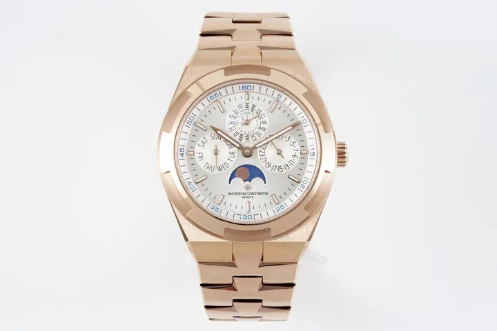 View 1 of GS Factory Vacheron Constantin Overseas Perpetual Calendar 4300V Series Watch – Rose Gold with White Dial and Interchangeable Straps
