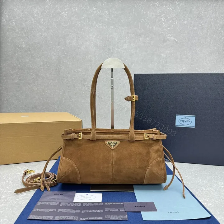View 1 of Prada Bonnie medium suede handbag for Women