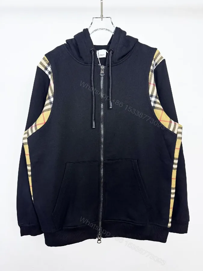 View 1 of Bold Hoodie with Plaid Trim - Luxe Everyday Comfort Hoodie