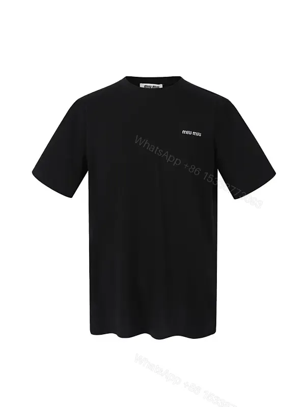View 1 of Black Cotton Minimalist Tee – Subtle Chest Logo, Premium Essential