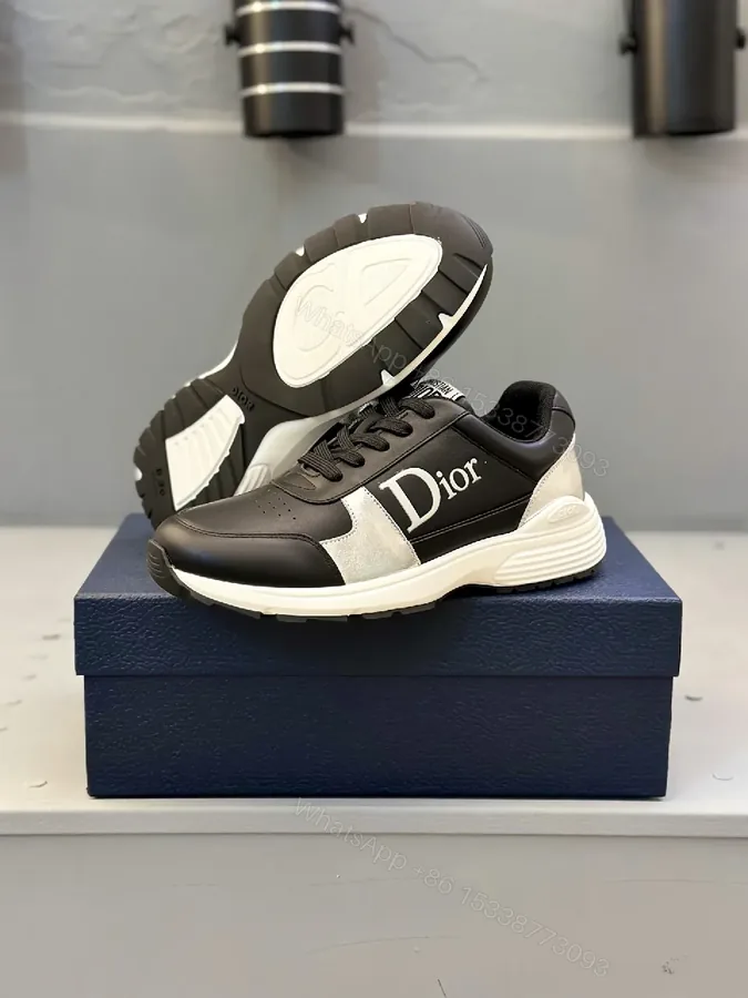 View 1 of Premium Black & Silver Designer-Inspired Runner Sneakers