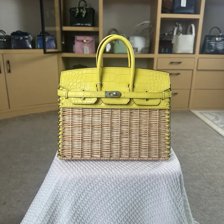 View 1 of Hermes Birkin 25cm Amber Yellow Crocodile Leather