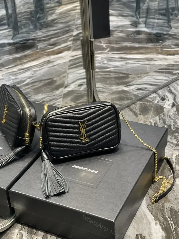 View 1 of Chic Quilted Crossbody Bag with YSL Hardware