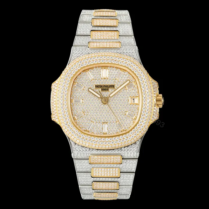 View 1 of Patek Philippe Nautilus 5711 BD1 Full Diamond Pavé Watch 40mm Luxury Edition AMG-PP-BD1-5711-2600-FULL-DIAMOND