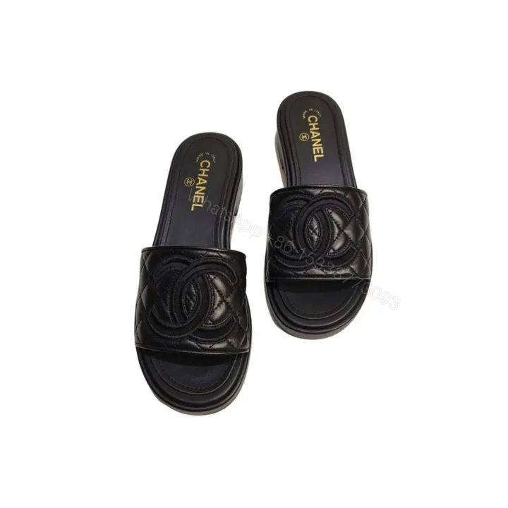 View 1 of Chanel Quilted CC Logo Mules Black