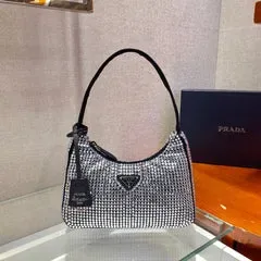 View 1 of SPARKLING HOBO BAG 23 IN BLACK NYLON ATTACHED FULLY CRYSTALS