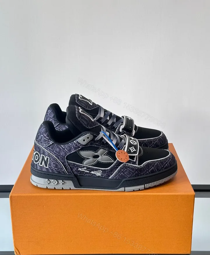 View 1 of LV Men Black Fabric Sneakers