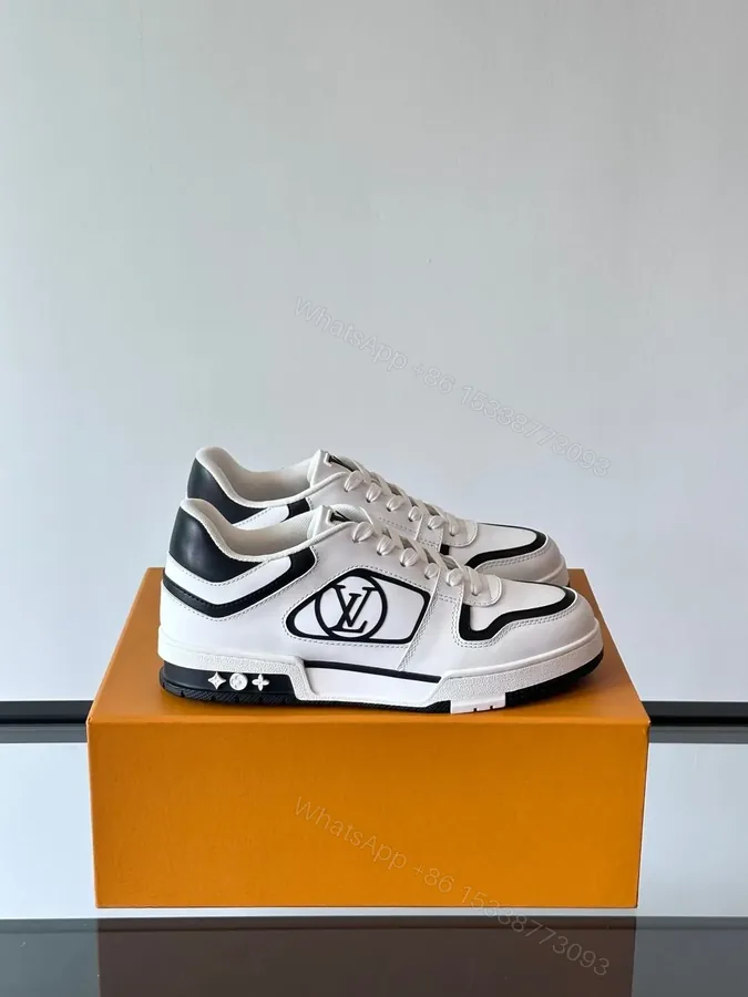 View 1 of LV Men White Black Leather Sneakers