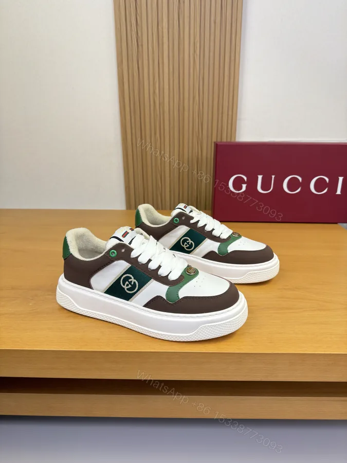 View 1 of Gucci原單男士低筒運動鞋 墨綠條紋設計復古風格款