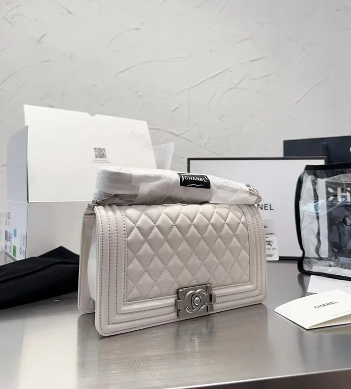 View 1 of Chanel Boy White Caviar GHW