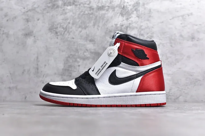 View 1 of Air Jordan 1 Retro High Satin “Black Toe” Reps