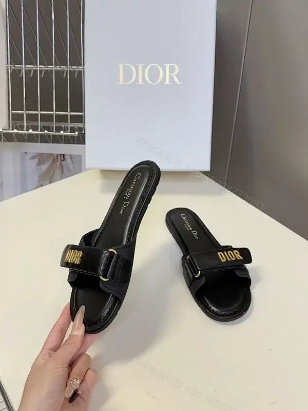View 1 of Chic Minimalist Slide Sandals with Gold Logo Accent