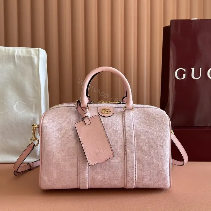 View 1 of Soft Pink Jacquard Satchel: Subtle Pattern, Bold Presence