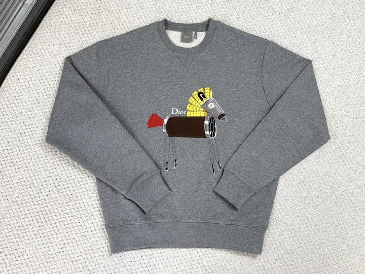 View 1 of Grey Embroidered Sweatshirt, Modern Utility, Luxe Edge, Sweatshirt